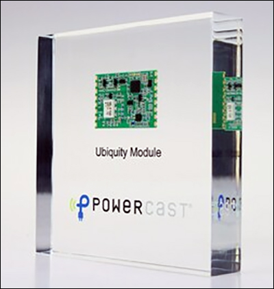 The module contains the electronics and hardware needed for manufacturers to turn products into Ubiquity transmitters able to charge and communicate with devices in a home.